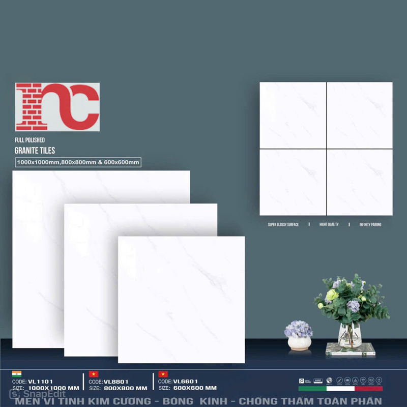 Combo gạch lát nền 1000x1000mm VL1101- 800x800mm VL 8801 - 600x600mm VL6601